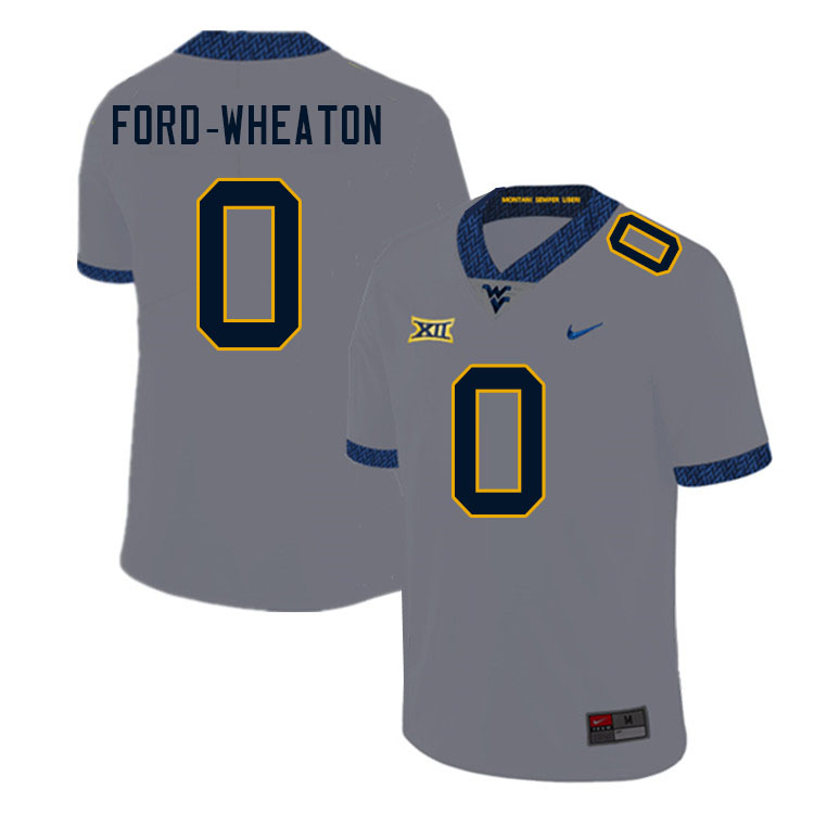NCAA Men's Bryce Ford-Wheaton West Virginia Mountaineers Gray #0 Nike Stitched Football College Authentic Jersey OK23C84XD